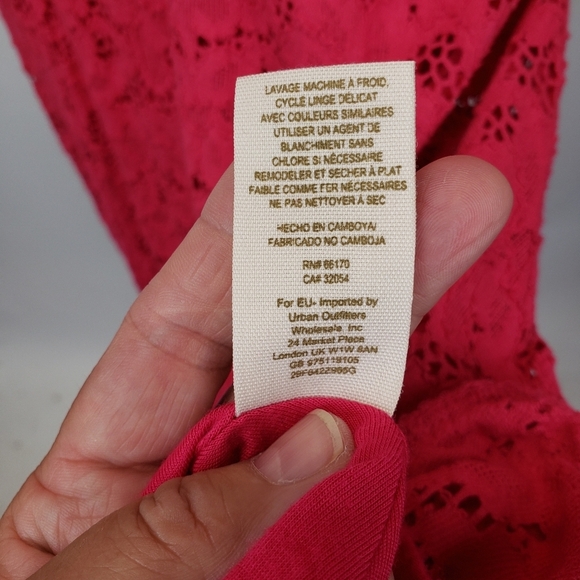 Free People Pink Scoop neck Lace Dress size large - Picture 8 of 9